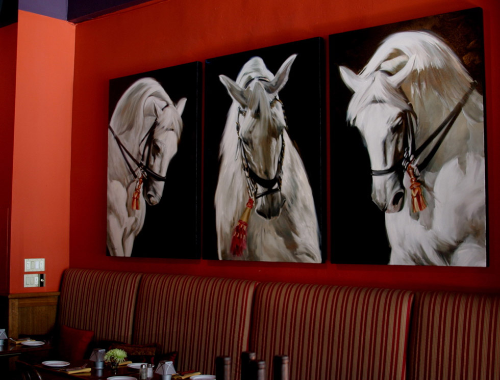 “Gypsy Stallions I, II & III” all 60X42” oil on canvas (commission), 2006