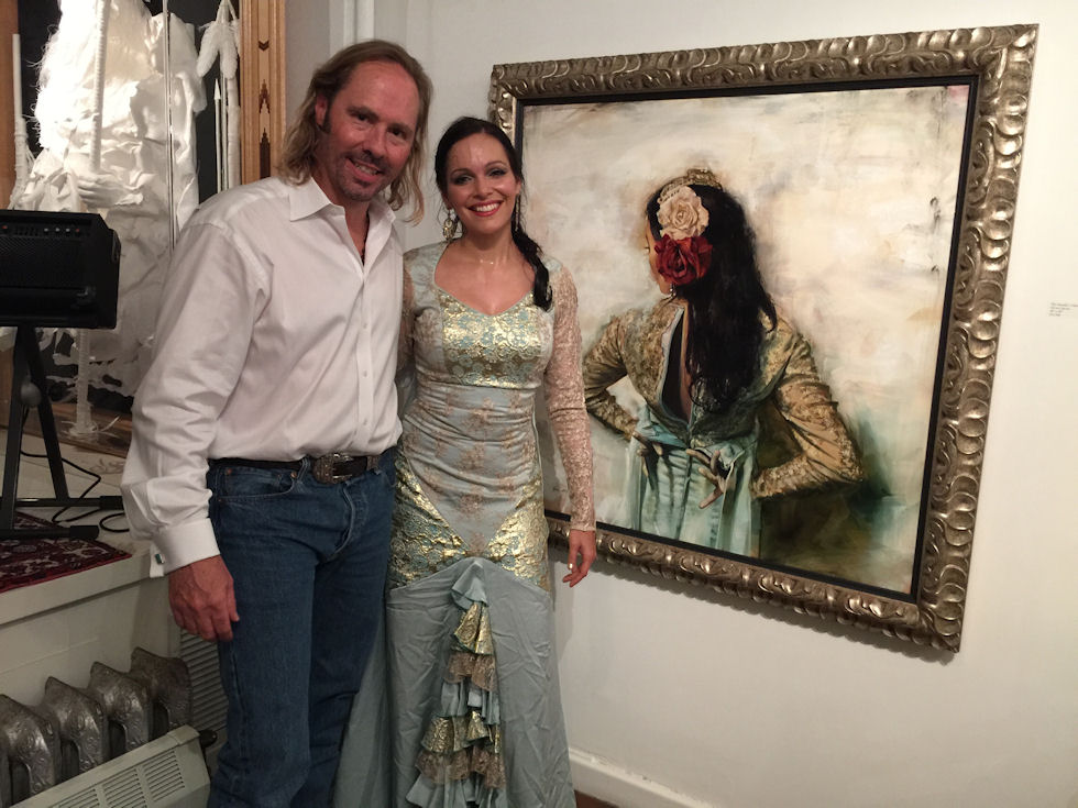 With Flamenco Dancer (and model) Fiona Malena in front of “The Matador’s Mistress” 40X40” oil on canvas, 2015